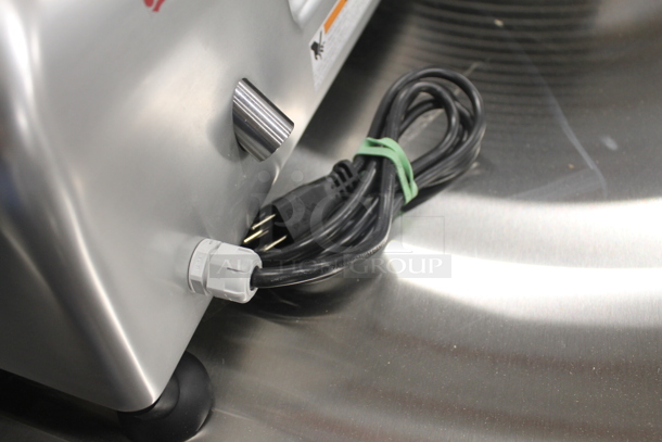 BRAND NEW SCRATCH AND DENT!  2022 Berkel B14-SLC Commercial Stainless Steel Electric Countertop Meat/Cheese Slicer On Rubber Feet. 115V, 1 Phase. Tested and Working! - Image 10 of 10