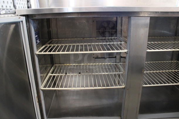Duke Model RUF-48M Stainless Steel Commercial 2 Door Work Top Cooler w/ Poly Coated Racks and Wood Pattern Doors. 120 Volts, 1 Phase. 48x30x40. Tested and Working! - Image 5 of 7