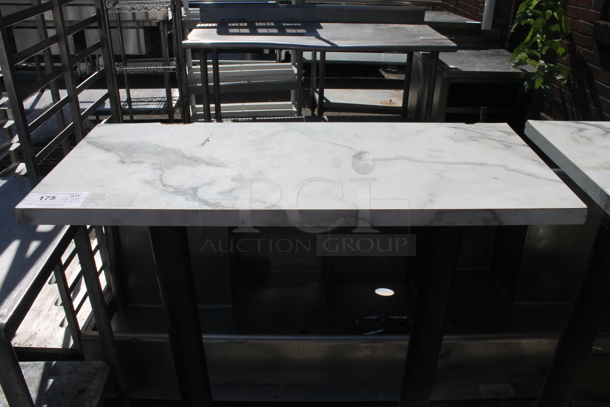 Stone Tabletop on 2 Black Bar Height Table Bases. - Image 2 of 3