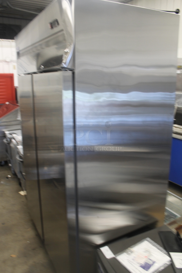 BRAND NEW SCRATCH AND DENT! 2022 Avantco 178Z2RHC Stainless Steel Commercial 2 Door Reach In Cooler w/ Poly Coated Racks. 115 Volts, 1 Phase. Tested and Working! - Image 3 of 8