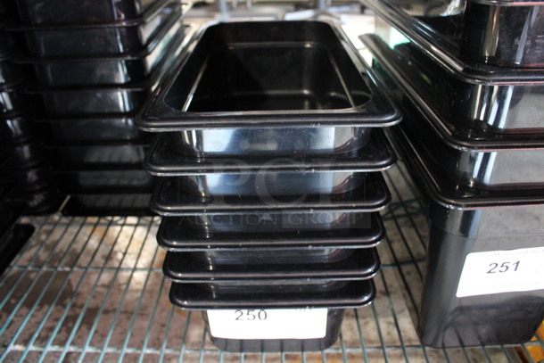 ALL ONE MONEY! Lot of 6 Cambro Black Poly 1/3 Size Drop In Bins. 1/3x4 - Image 1 of 3