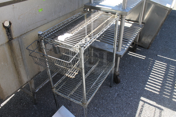 Chrome Finish 2 Tier Wire Shelving Unit. BUYER MUST DISMANTLE. PCI CANNOT DISMANTLE FOR SHIPPING. PLEASE CONSIDER FREIGHT CHARGES. - Image 2 of 3