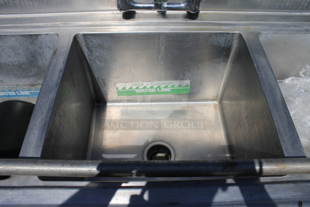 Stainless Steel Commercial 3 Bay Sink w/ Dual Drain Boards, Faucet and Handles. Bays 20x18 - Image 4 of 5
