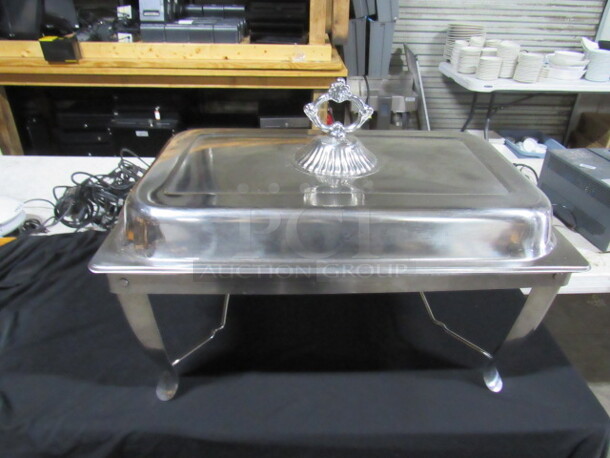 One Stainless Steel Full Size Chafer With Stand, Pan And Lid.
