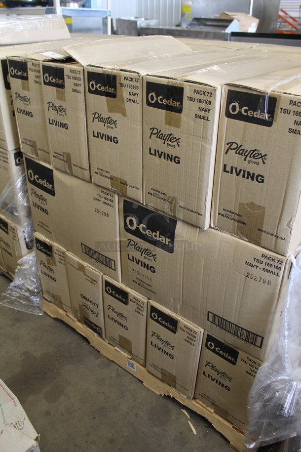PALLET LOT of 27 Boxes of 72 Packs of BRAND NEW! Playtex O Cedar Navy Small Gloves. 27 Times Your Bid!