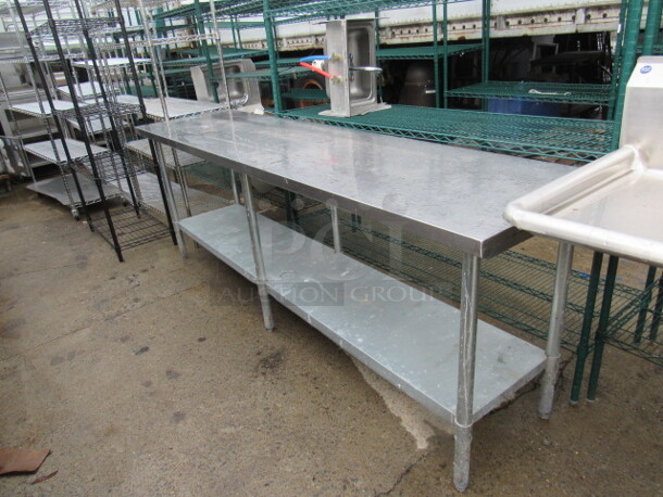 One Stainless Steel Table With Under Shelf. 96X24X33