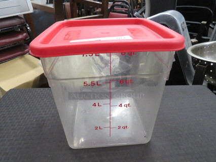 One 8 Quart Food Storage Container With Lid.