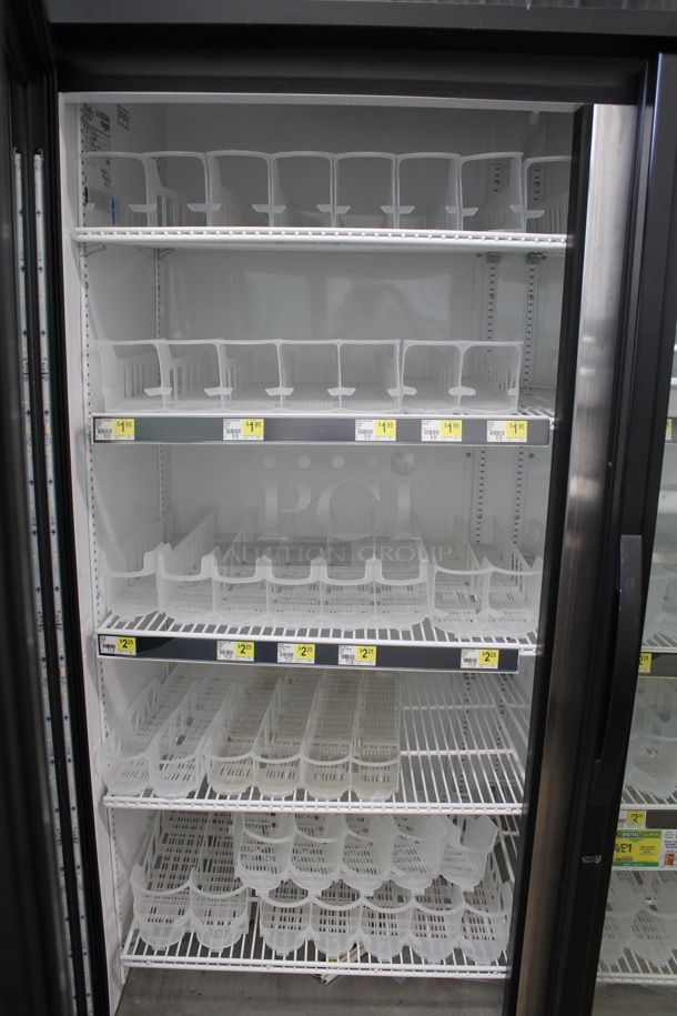 2016 True GDM-49-HC-TSL01 ENERGY STAR Metal Commercial 3 Door Reach In Cooler Merchandiser w/ Poly Coated Racks and Drink Sliders. 115 Volts, 1 Phase. Tested and Working! - Image 3 of 5