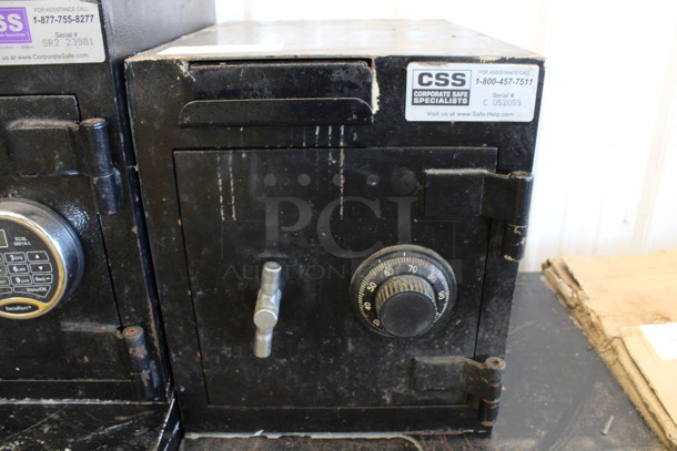 Corporate Safe Specialists Black Metal Single Compartment Safe. Does Not Come w/ Combination. 13x18.5x15