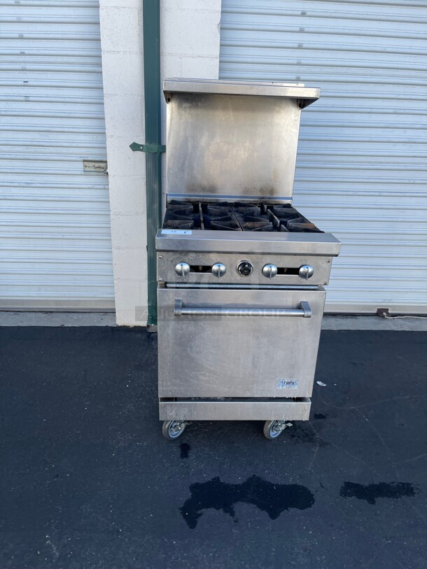 Clean! Stratus Commercial 24 inch  Range 4 Open Burner Gas Oven Stratus SR-4 #7224 Commercial Stove NSF USA On Casters Tested and Working! - Image 2 of 10