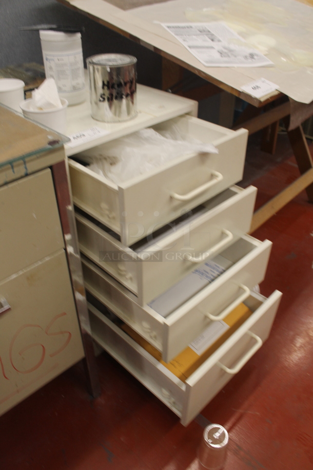 White 4 Drawer End Table w/ Contents. - Image 4 of 5