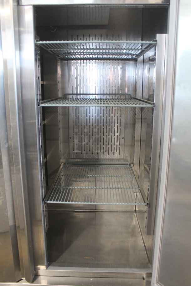 Avantco 178CFD2RR Stainless Steel Commercial 2 Door Reach In Cooler w/ Poly Coated Racks on Commercial Casters. 115 Volts, 1 Phase. Tested and Working! - Image 10 of 11