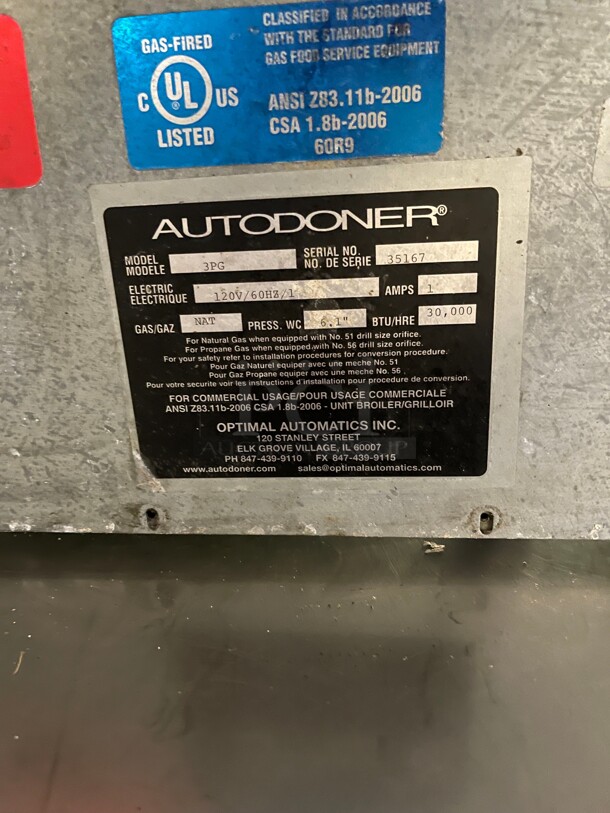 Working! Autodoner 3PG OPTIMAL AUTOMATICS AUTODONER GYRO VERTICAL BROILER - Propane NSF Tested and Working! - Image 4 of 4
