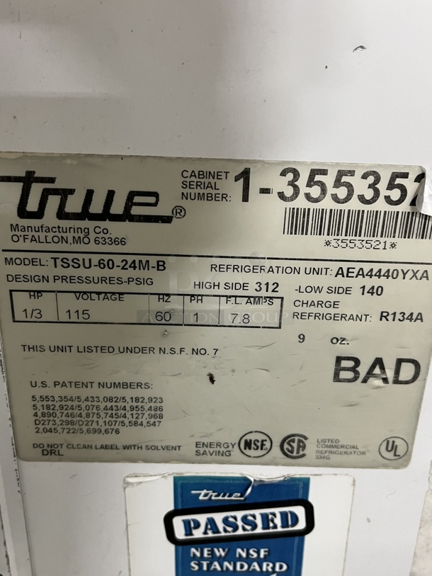True 2 Dr. Refrigerated Prep Table, 115V, 1 Phase, Tested & Working! - Image 2 of 4