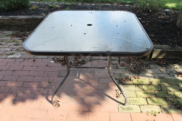 ALL ONE MONEY! Lot of 2 Square Patio Tables and Smokers Outpost. (outside) - Image 4 of 4