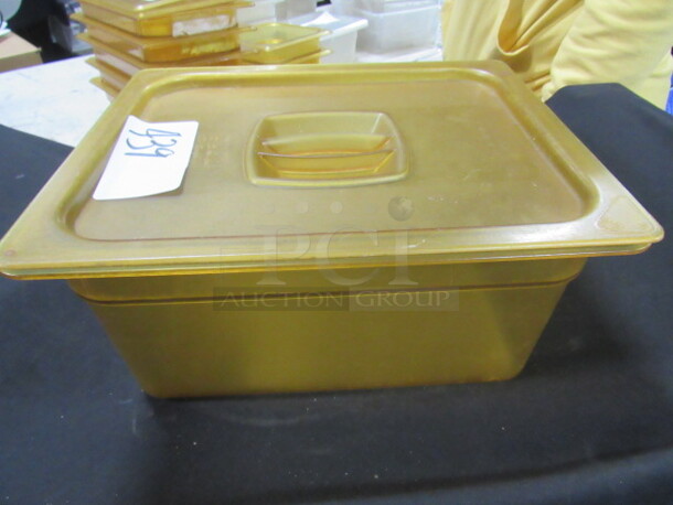 One 1/2 Size 6 Inch Deep Food Storage Container With Lid.
