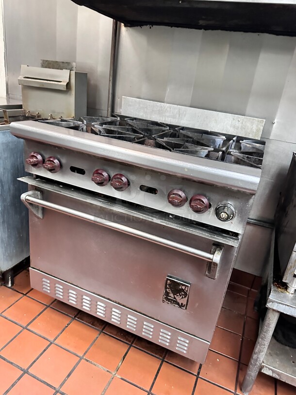 Working! Wolf 34 inch 6 Burner Gas Range w/ Standard Oven, Natural Gas NSF Tested and Working! - Image 3 of 7