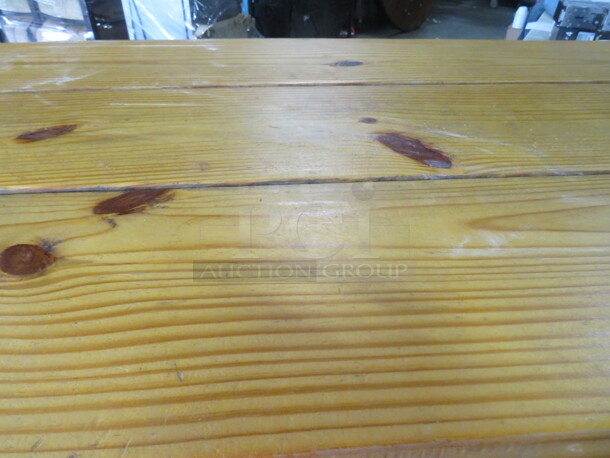 One Wooden Table Top On A Bar Height Black Industrial Base. 71.5X28X42 - Image 2 of 2