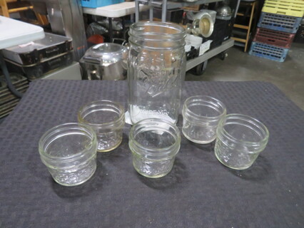 One Lot Of 6 Assorted Mason Jars.