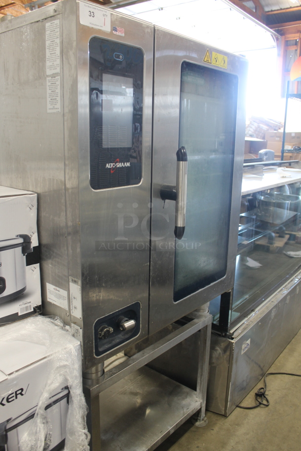 2018 Alto-Shaam CTP10-10E Commercial Stainless Steel Electric Combitherm Oven With Polycoated Racks On Steel Stand With Undershelf. 208-240 V, 3 Phase.  - Image 3 of 11