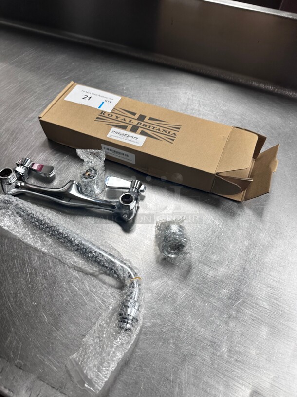 New! Royal Britania Commercial 12 inch Wall Mounted Swing Spout Swivel Faucet with 8 inch Centers - Image 7 of 10