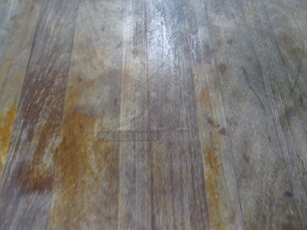 One BEAUTIFUL 2 Inch Thick Butcher Block Table Top On A Dual Pedestal Base.  66X30X29. NEEDS Varnish. - Image 2 of 3