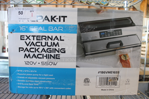BRAND NEW SCRATCH AND DENT!  VACPAK-IT 186VME16SS Commercial Stainless Steel Electric Countertop External Vacuum Sealer With 16" Seal Bar. 120V. Tested And Working! - Image 9 of 9