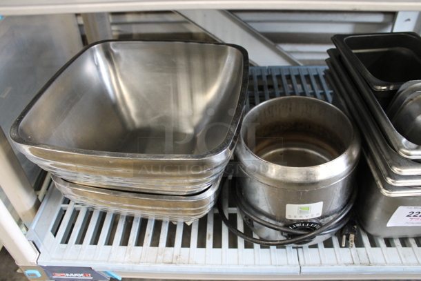 ALL ONE MONEY! Lot of Metal Including Bowls, Drop In Bins and Server FS-2 Topping Warmer. - Image 4 of 7