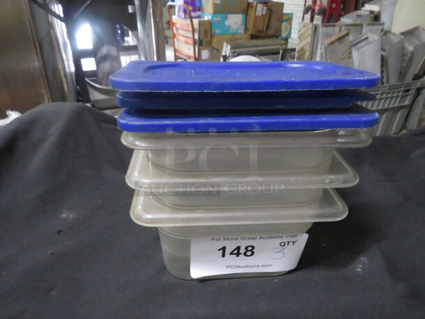 1/9 Size 4 Inch Deep Food Storage Container With Lid. 3XBID