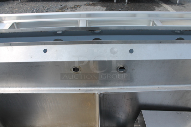 Stainless Steel Commercial 3 Bay Sink w/ Left Side Drain Board. No Legs. Bays 23x23. Drain Board 22x26.  - Image 7 of 11