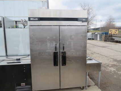 One Blue Air 2 Door Freezer On Casters. Model# BSF-48T. 115 Volt. 54X31X81.5