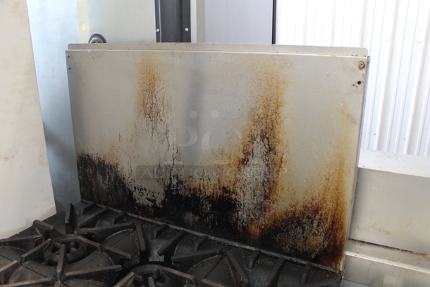 Stainless Steel Commercial Natural Gas Powered 6 Burner Range w/ Oven, Over Shelf and Back Splash on Commercial Casters. - Image 2 of 6