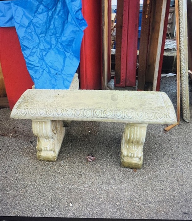 One 3 Piece Concrete Bench. 40X14X16 - Image 1 of 3