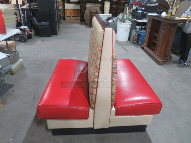 One Double Sided Booth With Red Cushioned Seat And Multi Color Back. 47X48X45.5 - Image 1 of 3