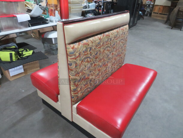 One Double Sided Booth With Red Cushioned Seat And Multi Color Back. 47X48X45.5 - Image 3 of 3