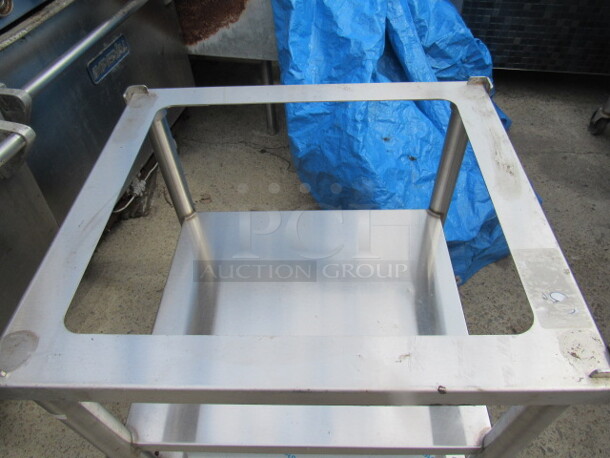 One NEW Stainless Steel Equipment Table With 19X16.5 Top Cut Out, And 2 Stainless Under Shelves On Casters. 24X21X26 - Image 3 of 3