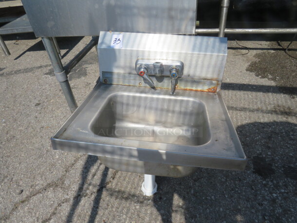 One Stainless Steel Handsink With Faucet. 17X16X19