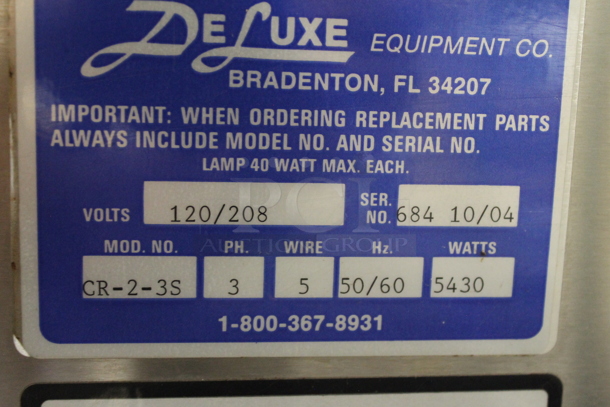 DeLuxe CR-2-3S Stainless Steel Commercial Bakery Oven Proofer on Commercial Casters. 120/208 Volts, 3 Phase.  - Image 8 of 8