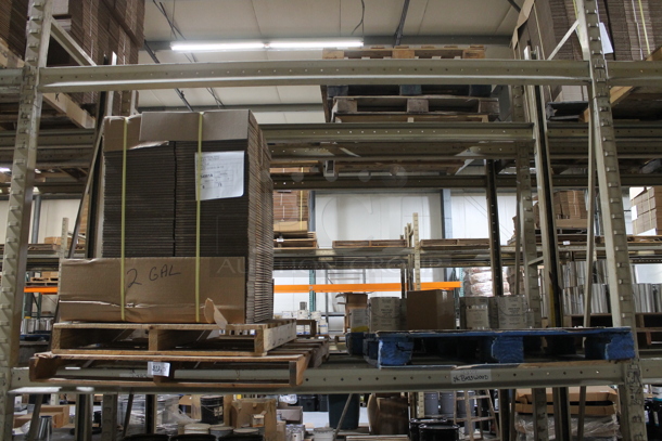 ALL ONE MONEY! Lot of Three Wooden Pallets, Metal Tins and and NEW Cardboard Boxes. BUYER MUST REMOVE. - Image 1 of 6