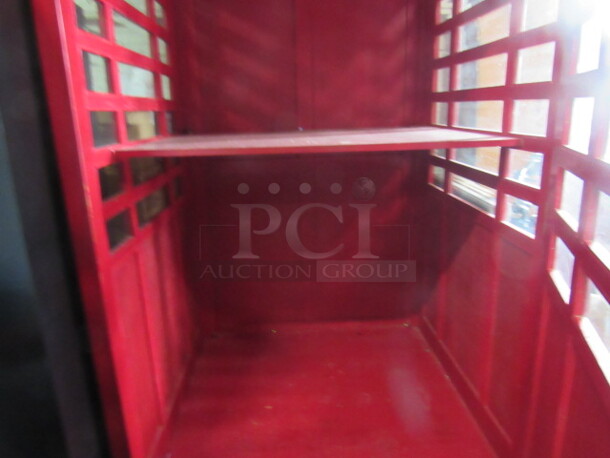 One AWESOME English Phone Booth/Bar, With 1 Shelf And Overhead Stem Glass Racks. 47X48X94.5 - Image 2 of 5