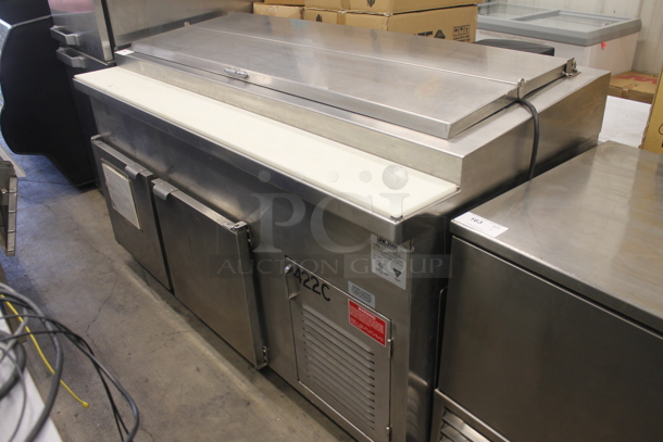 Low Temp SL-RS1PJB1 Commercial Stainless Steel Sandwich/Salad Prep Table With 2 Door Refrigerated Base And Steel Racks.  120V, 1 Phase. Cannot Test Due To Cut Power Cord