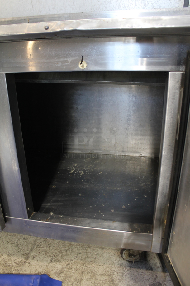 Leader DR72 S/C Stainless Steel Commercial 3 Door Work Top Cooler w/ Back Splash on Commercial Casters. 115 Volts, 1 Phase. Tested and Powers On But Does Not Get Cold - Image 8 of 9