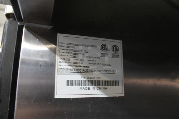 2017 Atosa MBFB501 Stainless Steel Commercial Single Door Reach In Cooler w/ Poly Coated Racks on Commercial Casters. 115 Volts, 1 Phase. Tested and Powers On But Does Not Get Cold - Image 6 of 6