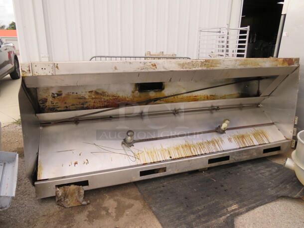 One 10 Foot Stainless Steel Hood With Return Air And Ventilator. Hood 120X48X25. Return Air 80X33X25. Ventilator 40X32 - Image 1 of 3