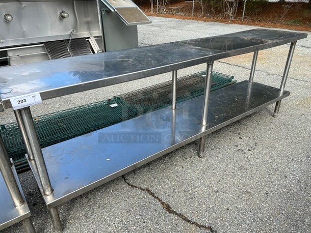 8' Stainless Steel Commercial Table w/ Stainless Steel Under Shelf. 96x20x34