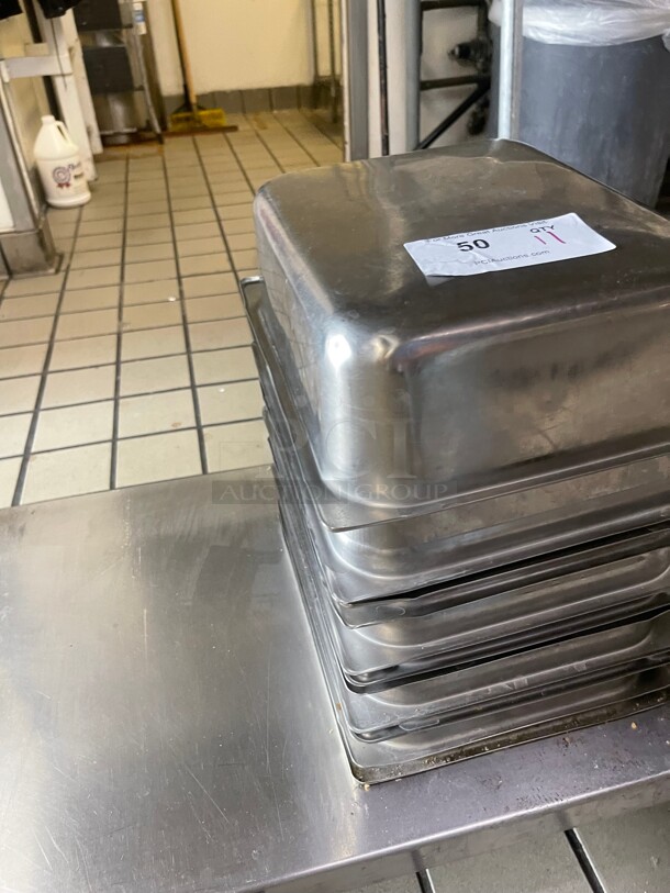 Commercial Deep Full Size Super Pan V Stainless Steel Steam Table / Hotel Pan With 8.3 Quart Capacity NSF 12x11x4 - Image 3 of 7