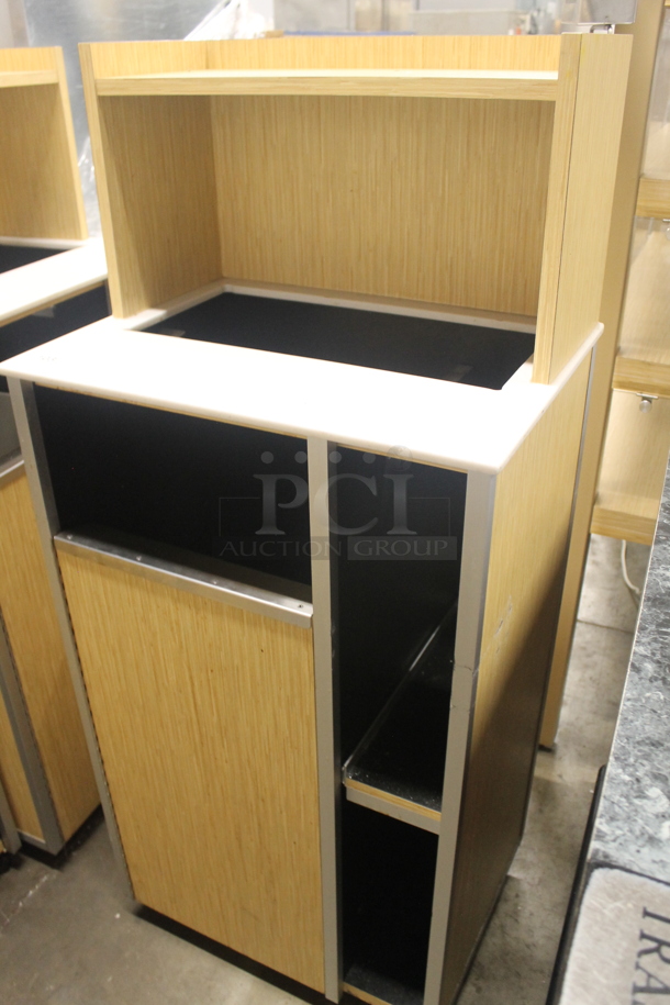 Wood Pattern Trash Can Shell w/ Trash Deposit Hole, Over Shelf and Door.  - Image 3 of 5