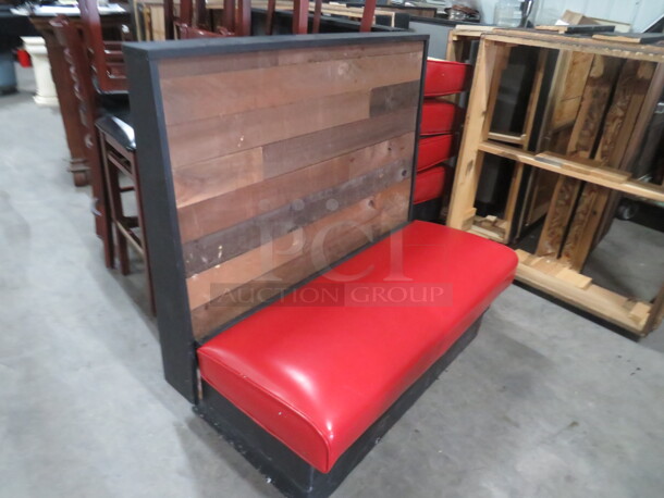 One Wooden Single Sided Booth With A Red Cushioned Seat. 47X26X45.5 - Image 2 of 3