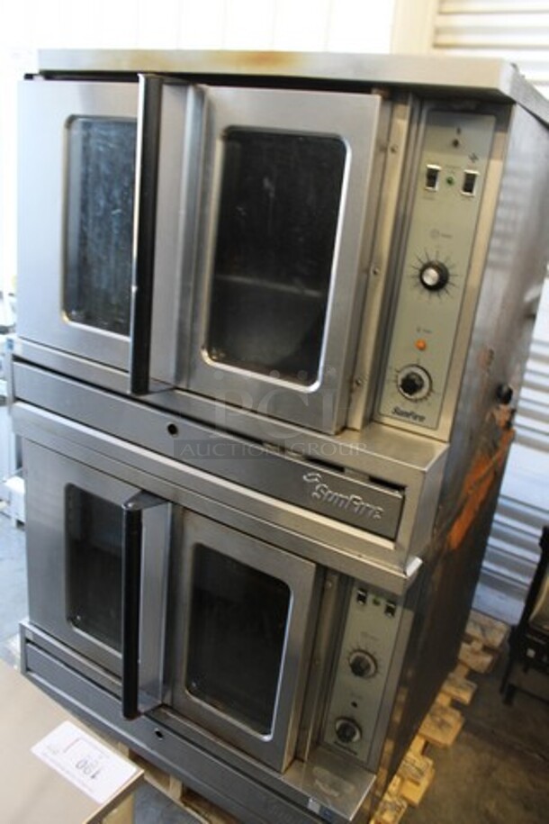 2 Garland SunFire SD6-1 Stainless Steel Commercial Natural Gas Powered Full Size Convection Oven w/ View Through Doors and Thermostatic Controls. 80,000 BTU. 2 Times Your Bid! 