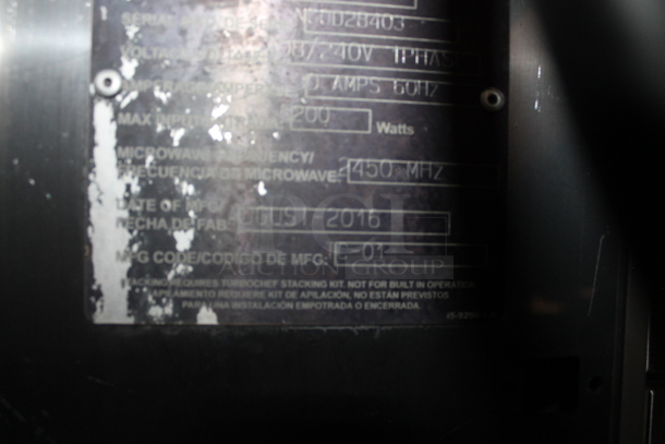 2016 Turbochef NGO Metal Commercial Countertop Electric Powered Rapid Cook Oven. 208/240 Volts, 1 Phase.  - Image 5 of 6